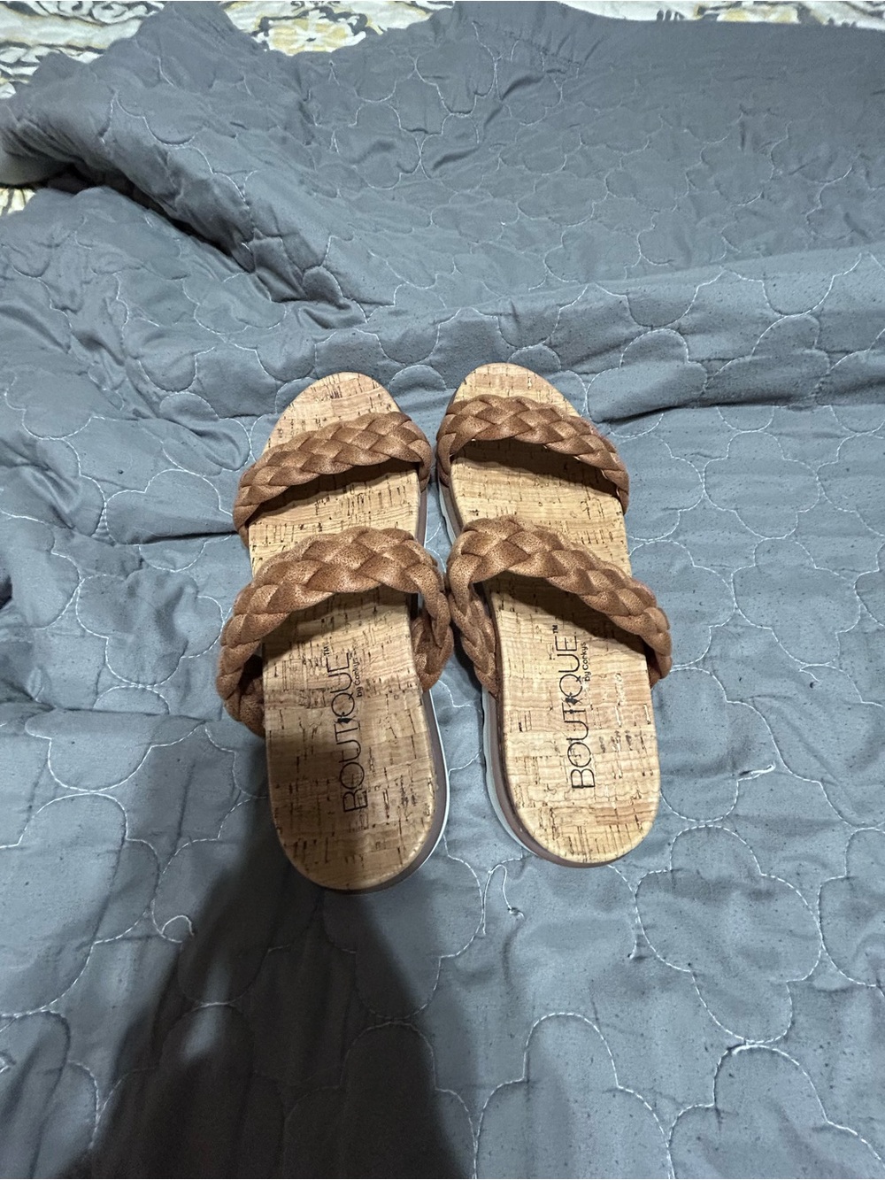 Corkys Boutique Braided Double-Strap Slide Sandals - Tan